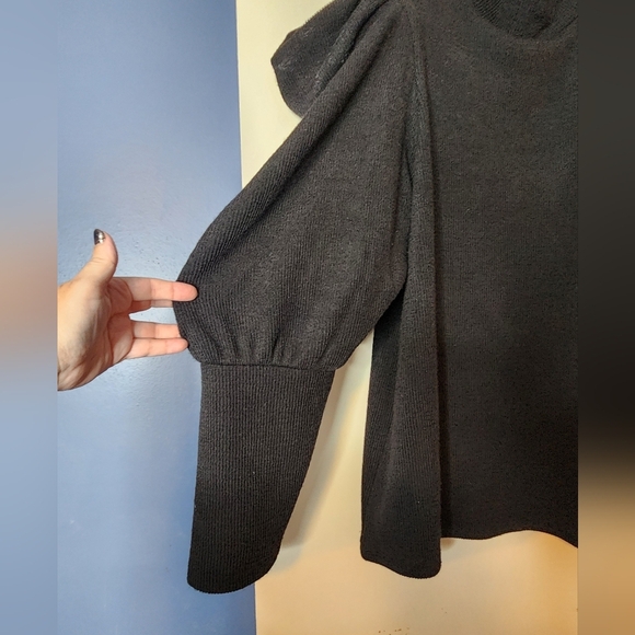 Express Black Puff Sleeve Sweater - Picture 2 of 6